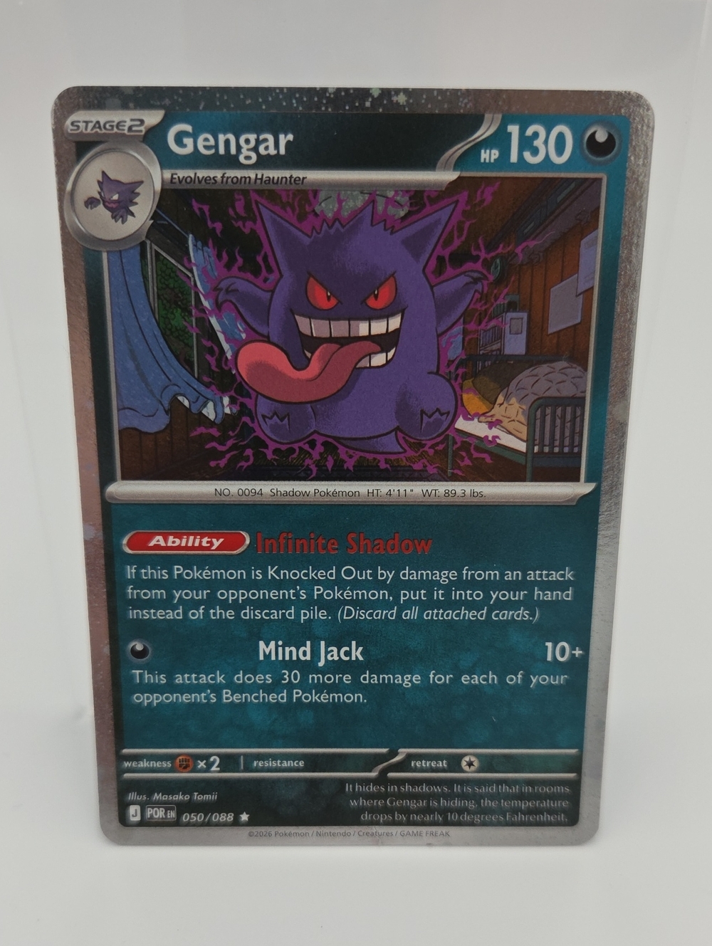 Pokemon Gengar Cosmo Holo foil Trading Card POR #4 Dmg